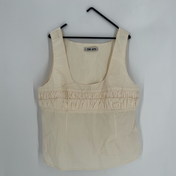 Ciao Lucia Bettina Ruched Cami Cotton Poplin Romantic Top In Cream